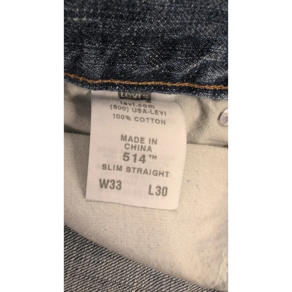Levis 514 Slim Straight Jeans Mens 33x30 Light Wash Blue Denim 100% Cotton